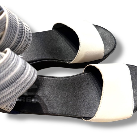 Sorel Cameron Ankle Strap Sandals Women's Size 6.5 Black White Platform - Picture 5 of 10